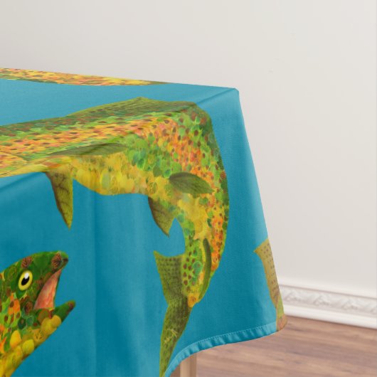 Aspen-Blatt-Regenbogenforelle-nahtloses Muster Tischdecke (Beispiel)