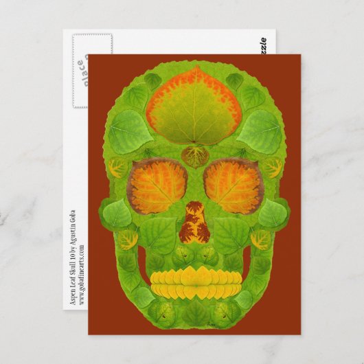 Aspen-Blatt-Schädel 10 Postkarte (Vorne/Hinten)