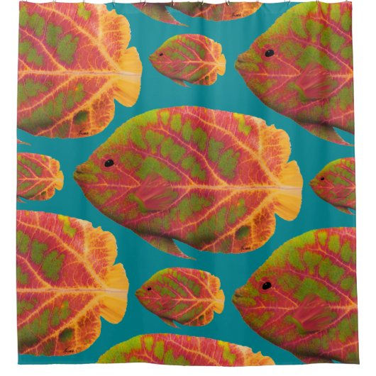 Aspen-Blatt-tropische Fische 1 Duschvorhang (Vorderseite)