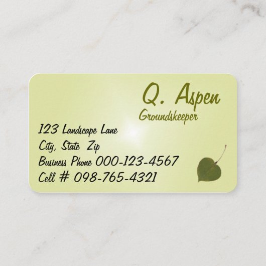 Aspen Blätter Fotografie Visitenkarte (Rückseite)