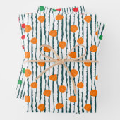 Aspen-Blätter und Tree Bark Fall Orange Red Green Geschenkpapier Set (Beispiel)