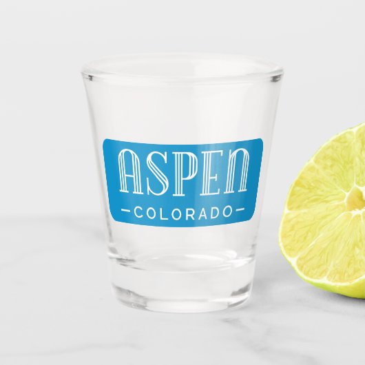 Aspen Colorado Art Deco Typografie Schnapsglas (Vorderseite)