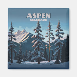 Aspen Colorado Bäume Schnee Berge Retro Magnet