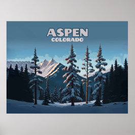 Aspen Colorado Bäume Schnee Berge Retro Poster