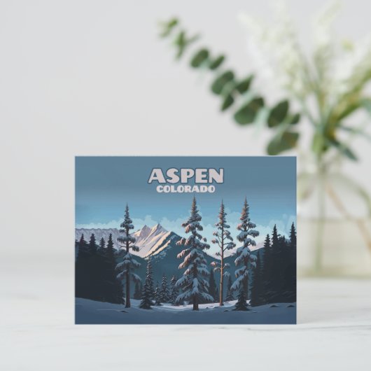 Aspen Colorado Bäume Schnee Berge Retro Postkarte (Stehend Vorderseite)