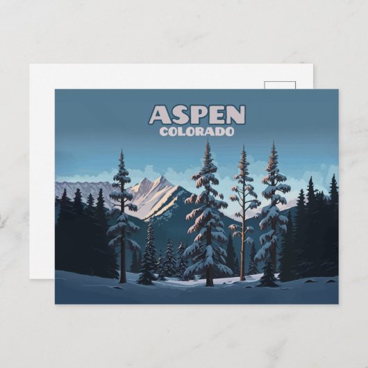 Aspen Colorado Bäume Schnee Berge Retro Postkarte (Vorne/Hinten)