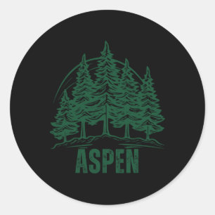 Aspen Colorado Berge Skifahren Kiefer Außenbereich Runder Aufkleber