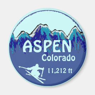 Aspen Colorado blauer Skikartenmagnet Magnet