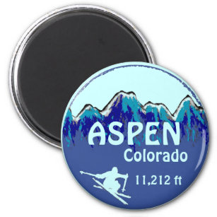Aspen Colorado blauer Skikartenmagnet Magnet