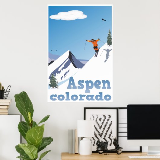 Aspen, Colorado, Felsberg, Skiposter Poster (Heimbüro)