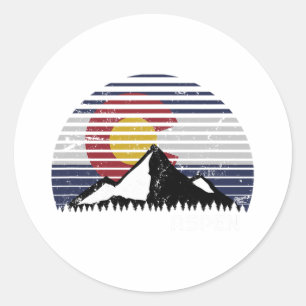 Aspen Colorado Flag - Co Bluebird Day Mountain Runder Aufkleber