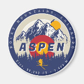 Aspen Colorado Flag Skigebiet Sonnenuntergang Souv Magnet (Vorne)