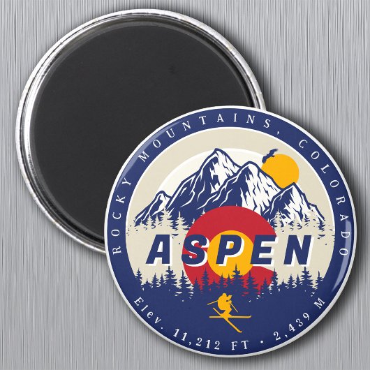 Aspen Colorado Flag Skigebiet Sonnenuntergang Souv Magnet
