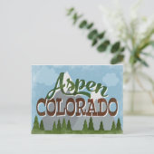 Aspen Colorado Fun Retro Snowy Mountains Postkarte (Stehend Vorderseite)