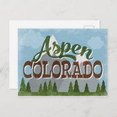 Aspen Colorado Fun Retro Snowy Mountains Postkarte (Vorne/Hinten)