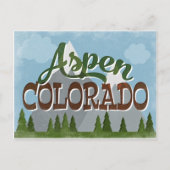 Aspen Colorado Fun Retro Snowy Mountains Postkarte (Vorderseite)