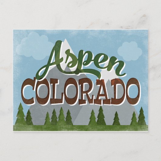 Aspen Colorado Fun Retro Snowy Mountains Postkarte (Vorderseite)