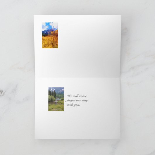 Aspen, Colorado Gastfreundschaft Vielen Dank Templ Dankeskarte (Innenseite)