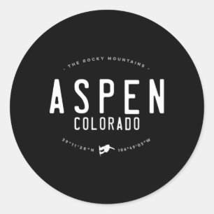 Aspen Colorado Grafik beängstigend Vintager Snowbo Runder Aufkleber