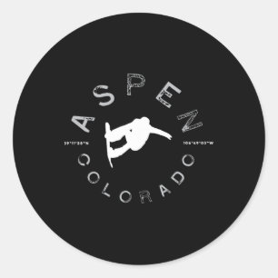 Aspen Colorado Grafik Vintage Snowboard Runder Aufkleber