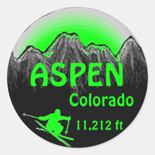Aspen Colorado Green Skikart Aufkleber (Vorderseite)