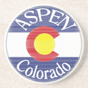Aspen Colorado Kreis Flagge trinken Küste Sandstein Untersetzer