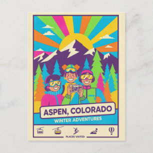 Aspen, Colorado – Retro 1990er Reise-Stil  Postkarte