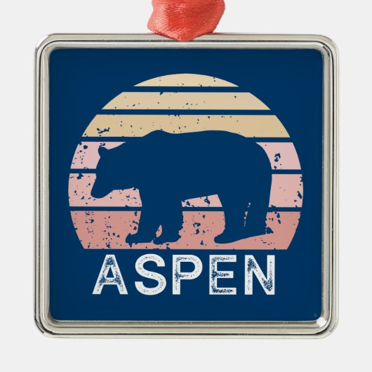 Aspen Colorado Retro Bär Ornament Aus Metall (Vorne)
