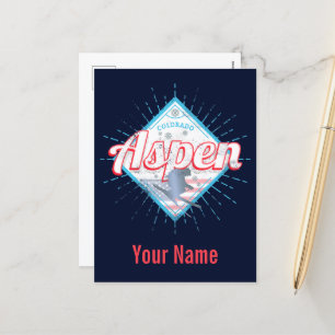 Aspen Colorado Retro Skier Vintag USA Ski Feiertagspostkarte