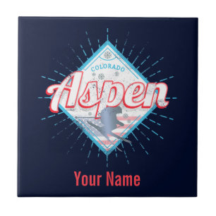 Aspen Colorado Retro Skifahrer Vintage USA Skifahr Fliese