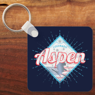 Aspen Colorado Retro Skifahrer Vintage USA Skifahr Schlüsselanhänger