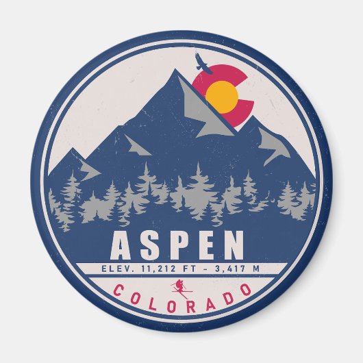 Aspen Colorado Retro Sunset Souvenirs 80er Magnet (Vorne)