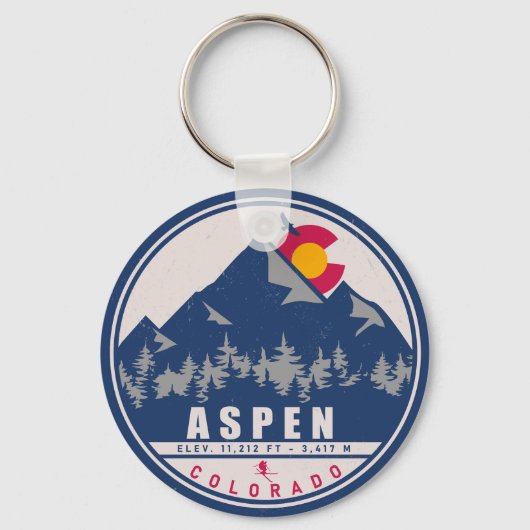 Aspen Colorado Retro Sunset Souvenirs 80er Schlüsselanhänger (Vorderseite)