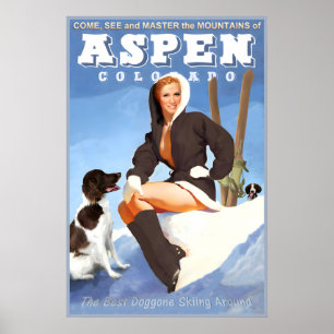 Aspen Colorado Schnee Skifahren Wintersport Reise Poster