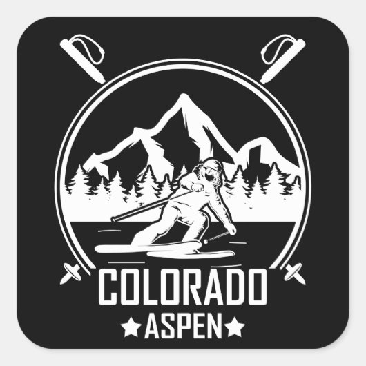 Aspen Colorado ski Quadratischer Aufkleber (Vorderseite)