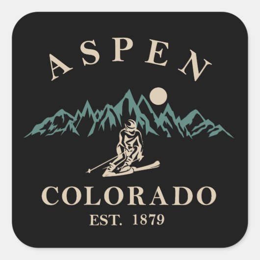 Aspen Colorado ski Quadratischer Aufkleber (Vorderseite)