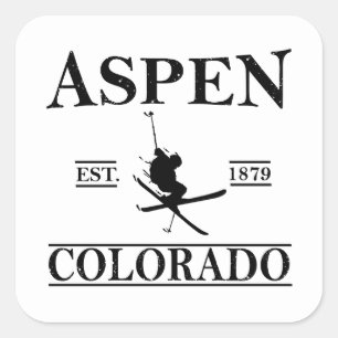 Aspen Colorado ski Quadratischer Aufkleber