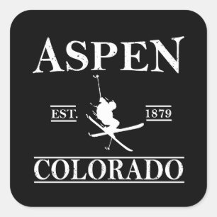 Aspen Colorado ski Quadratischer Aufkleber