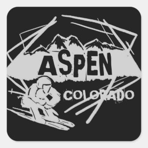 Aspen Colorado Skiaufkleber dunkel Quadratischer Aufkleber