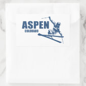 Aspen Colorado Skier Rechteckiger Aufkleber (Tasche)
