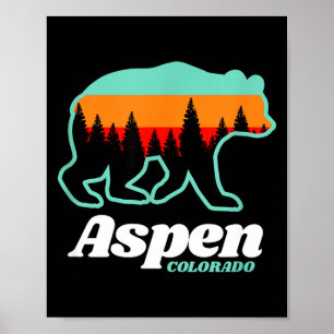 Aspen Colorado Skifahren Snowboarden Bär Poster