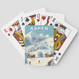 Aspen Colorado Skifahren Spielkarten Vintage Reise