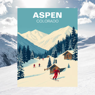 Aspen, Colorado Skigebiete Reise Vintage Postkarte