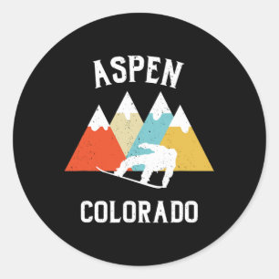 Aspen Colorado Snowboard Vacation Souvenir Runder Aufkleber