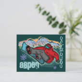Aspen Colorado Snowboarder-Schildkröte Postkarte (Stehend Vorderseite)
