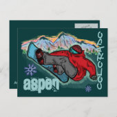 Aspen Colorado Snowboarder-Schildkröte Postkarte (Vorne/Hinten)