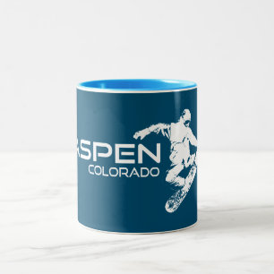 Aspen Colorado Snowboarder Zweifarbige Tasse