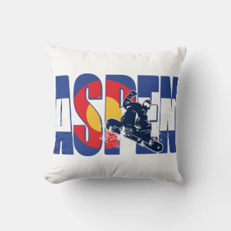 Aspen Colorado und Snowboarder Kissen