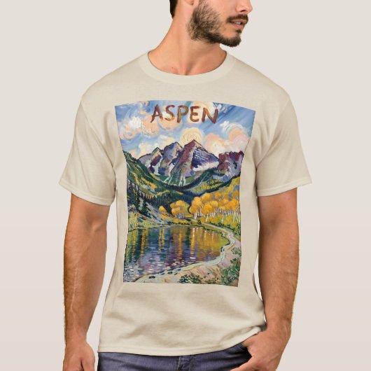 Aspen Colorado Van Gogh Style Bergwelt T-Shirt (Vorderseite)