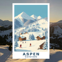 Aspen Colorado Vintage-Ski-Reise-Kunst